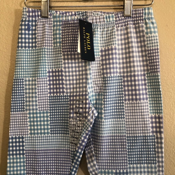 Polo Ralph Lauren Girls Gingham Organic Cotton Stretch Jersey Legging Sz L 12-14 - Picture 3 of 10